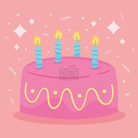 Téléchargez les illustrations : Gâteau d'anniversaire avec icône bougies - en licence libre de droit