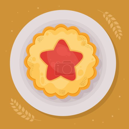 Téléchargez les illustrations : Délicieuse pâtisserie à biscuits dans le plat - en licence libre de droit