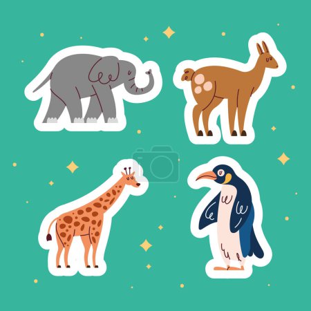 Illustration for Four wild animals differents species - Royalty Free Image