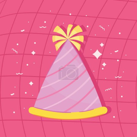 Téléchargez les illustrations : Chapeau de fête rose icône accessoire - en licence libre de droit