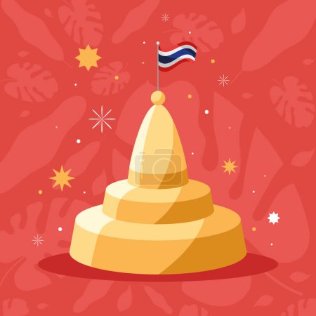 Illustration for Songkran pyramids with flags icon - Royalty Free Image
