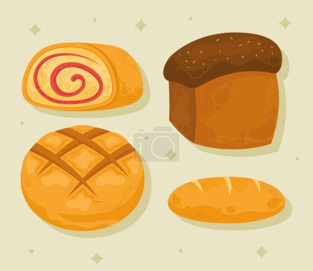Illustration for Four different pastry products icons - Royalty Free Image