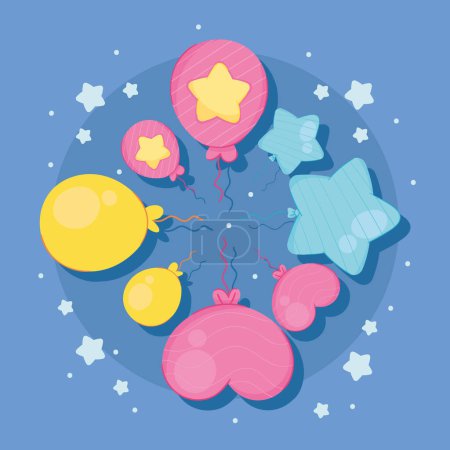 Ilustración de Celebración de cumpleaños globos decoración de helio - Imagen libre de derechos