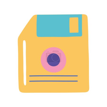 Ilustración de Yellow floppy disk data storage icon - Imagen libre de derechos
