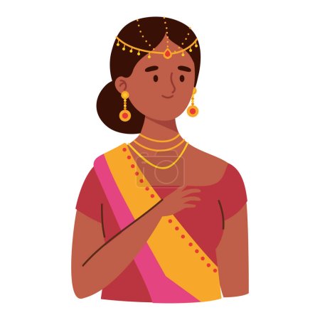 Illustration for Young woman indian culture character - Royalty Free Image