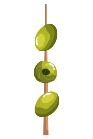 Illustration for Green olives in stick icon - Royalty Free Image