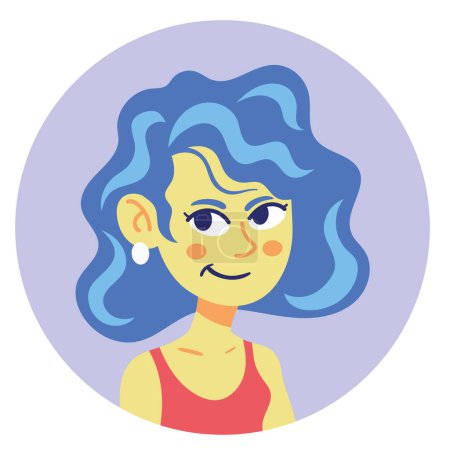 Téléchargez les illustrations : Femme vert avec caractère cheveux bleus - en licence libre de droit