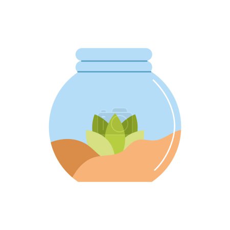 Illustration for Plant in transparent bowl icon - Royalty Free Image