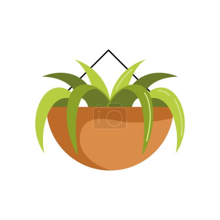 Illustration for Houseplant in pot hanging icon - Royalty Free Image