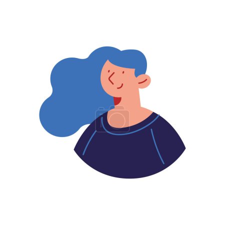 Illustration for Woman with blue hair profile character - Royalty Free Image