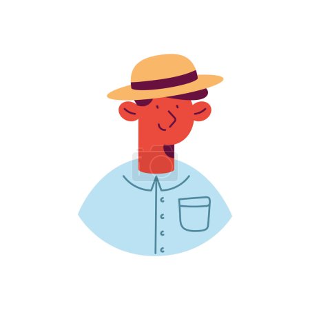 Illustration for Man wearing hat profile character - Royalty Free Image