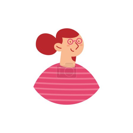 Illustration for Woman wearing eyeglasses profile character - Royalty Free Image