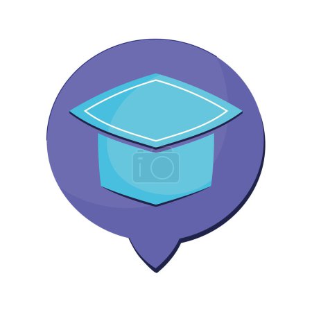 Ilustración de Sombrero de graduación en el icono de la burbuja del habla - Imagen libre de derechos