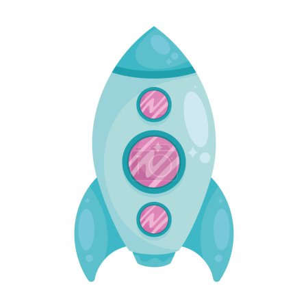 Téléchargez les illustrations : Bleu fusée espace icône de lancement - en licence libre de droit