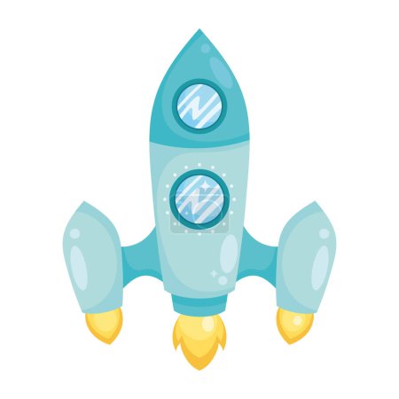 Illustration for Blue rocket start up icon - Royalty Free Image