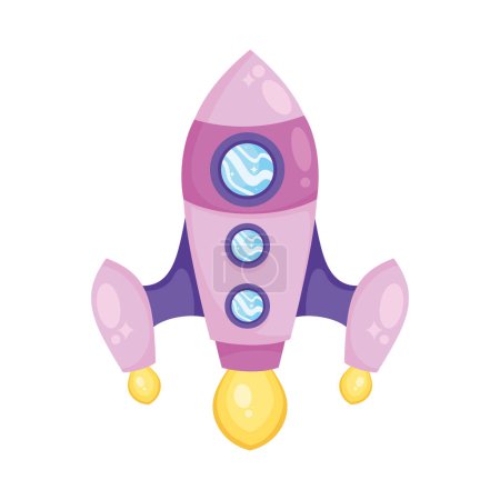 Téléchargez les illustrations : Violet fusée icône de démarrage - en licence libre de droit