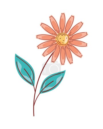 Téléchargez les illustrations : Fleur orange avec feuilles nature - en licence libre de droit