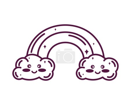 Illustration for Rainbow sky clouds doodle icon isolated - Royalty Free Image