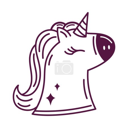 Ilustración de Alegre unicornio mascota garabato icono aislado - Imagen libre de derechos