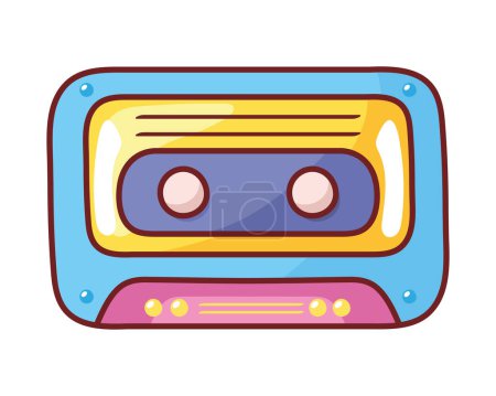 Téléchargez les illustrations : Vieille cassette audio rétro et icône nostalgique isolée - en licence libre de droit
