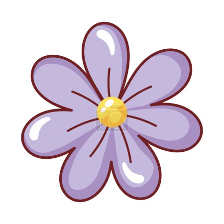 Illustration for Purple daisy nature retro and nostalgic icon isolated - Royalty Free Image