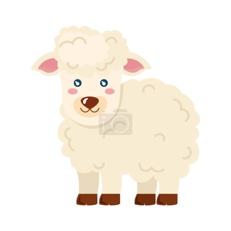 Illustration for Cute woolly sheep farm animal icon isolated - Royalty Free Image