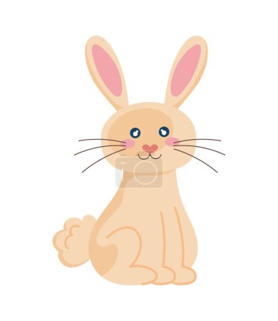 Ilustración de Lindo conejo de dibujos animados sentado icono aislado - Imagen libre de derechos