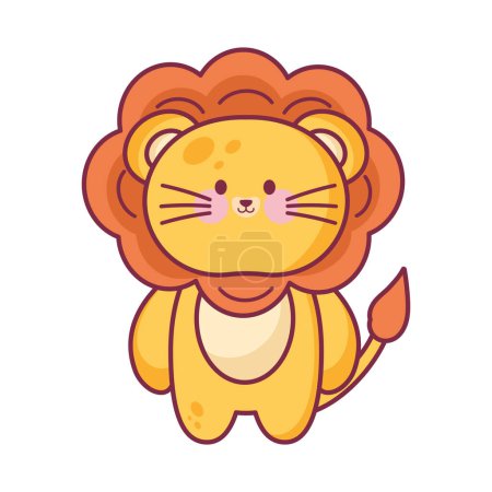 Ilustración de Lindo león kawaii icono aislado - Imagen libre de derechos