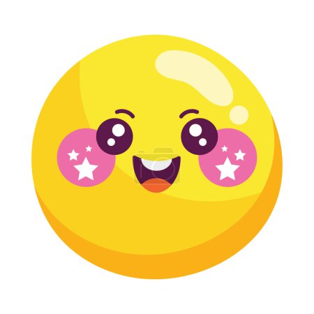 Téléchargez les illustrations : Mascotte mignonne sourire emoji kawaii icône isolé - en licence libre de droit