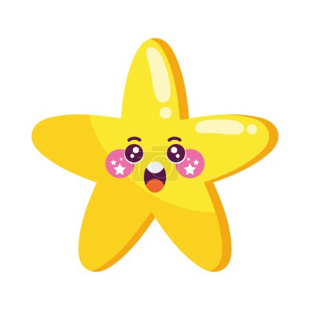 Illustration for Kawaii star mascot joy and happiness - Royalty Free Image