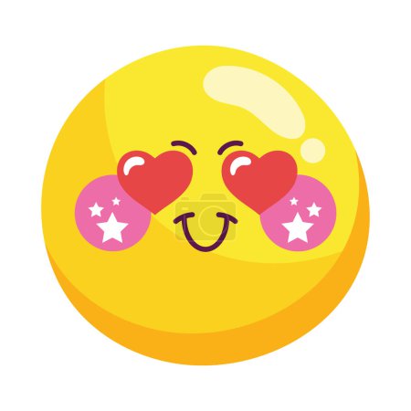 Illustration for Emoji cute romance and happiness kawaii icon - Royalty Free Image
