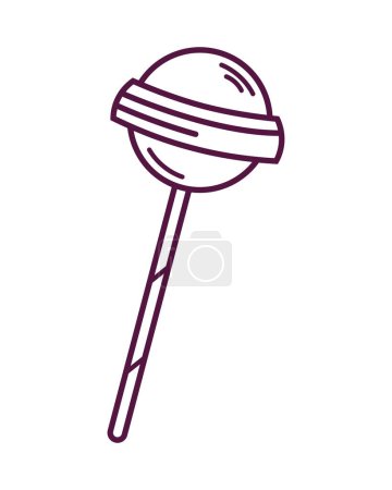 Téléchargez les illustrations : Bonbons amusants sur bâton icône doodle isolé - en licence libre de droit