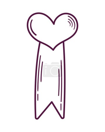 Illustration for Love Heart shaped ribbon doodle icon isolated - Royalty Free Image