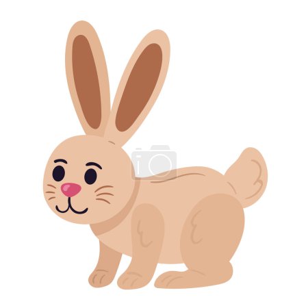 Illustration for Fluffy rabbit farm animal icon isolated - Royalty Free Image