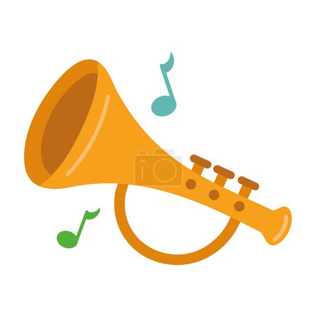 Illustration for Trumpet musical instrument icon isolated - Royalty Free Image