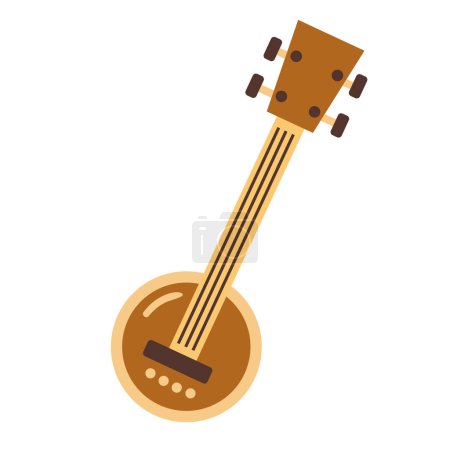 Téléchargez les illustrations : Banjo instrument à cordes icône isolé - en licence libre de droit
