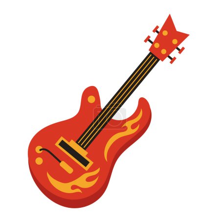 Illustration for Musical electric guitar icon isolated - Royalty Free Image