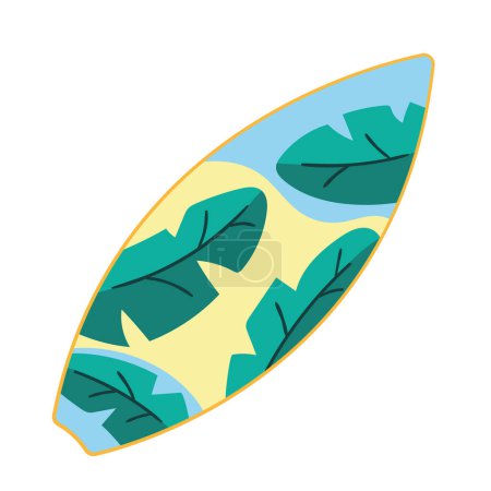 Ilustración de Tabla de surf con icono de hoja tropical aislado - Imagen libre de derechos