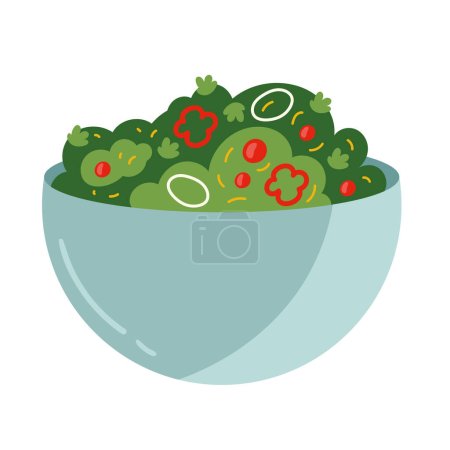 Ilustración de Comida vegetariana fresca en tazón, comida e icono de la cocina - Imagen libre de derechos