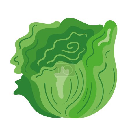 Illustration for Organic vegetable lettuce food and cooking icon - Royalty Free Image