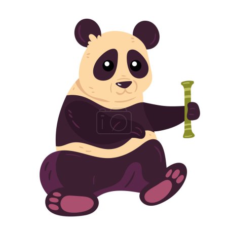 Téléchargez les photos : Gai panda manger bambou sauvage animal icône - en image libre de droit