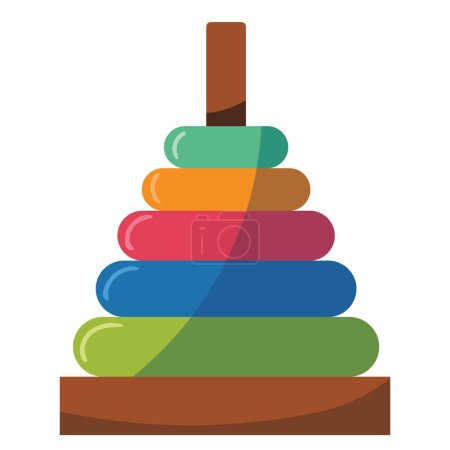 Illustration for Multi colored wooden toy stack icon isolated - Royalty Free Image