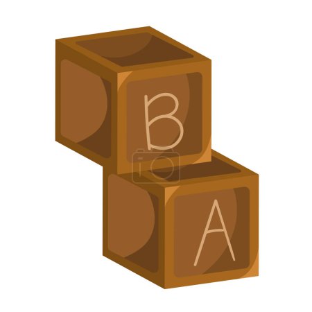 Illustration for Alphabet blocks wooden toys icon isolated - Royalty Free Image
