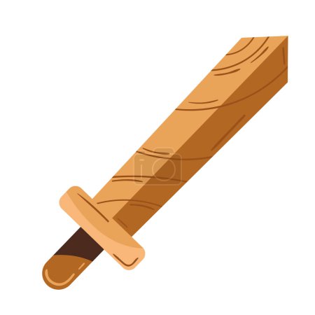 Illustration for Sword wooden toy icon isolated - Royalty Free Image