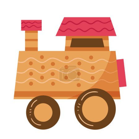 Illustration for Wood toy train icon isolated - Royalty Free Image