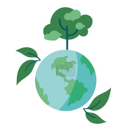 Illustration for Tree growth environmental worldwide icon isolated - Royalty Free Image