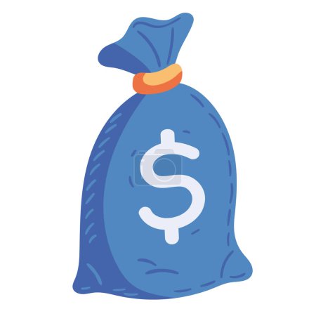 Illustration for Blue money sack full of wealth icon isolated - Royalty Free Image