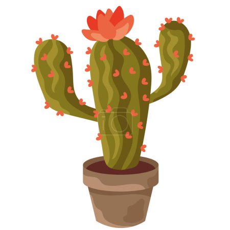 Ilustración de Cactus de pera fresca en maceta aislada - Imagen libre de derechos
