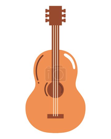Téléchargez les illustrations : Guitare de musique instrument à cordes icône isolé - en licence libre de droit