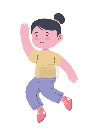 Ilustración de Chica saltando de alegría, icono feliz y juguetón aislado - Imagen libre de derechos